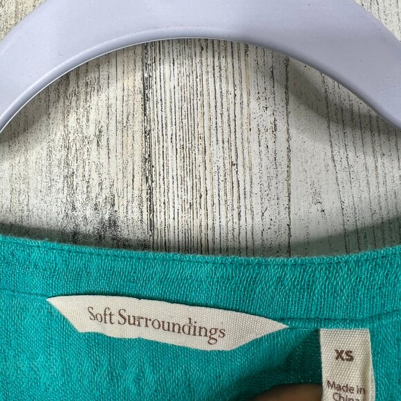Soft Surroundings Women’s Shirt XS Button Front Relaxed Fit Turquoise Blue Top - Picture 4 of 9